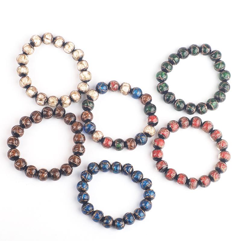 Incense Ash Glaze Bracelet: Classic Style with Gold Thread, Handcrafted Single Circle Jewelry