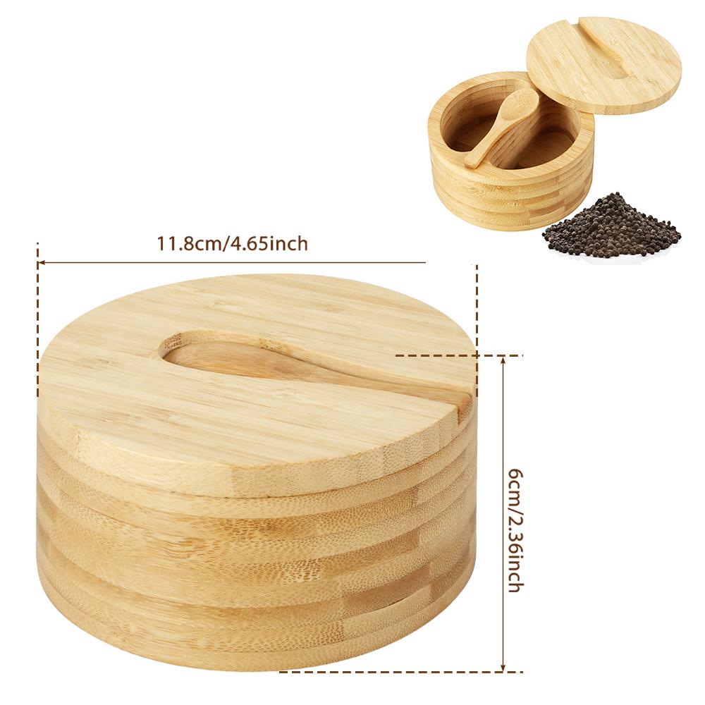 3Tier Salt Box Spice Jar Kitchen Seasoning Jar Bamboo Pepper Container Jar with Magnetic Lid Candy Earring Jewelry Salt Storage