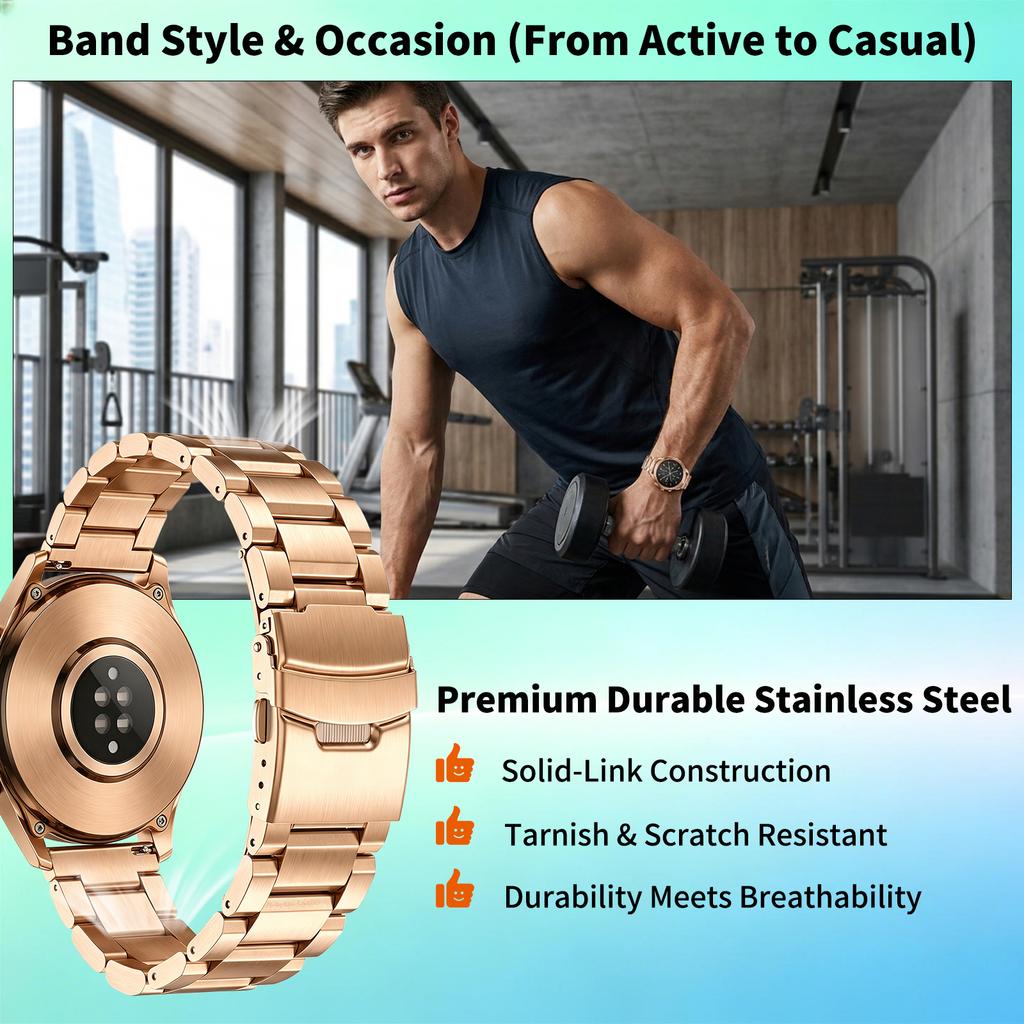 Cinturino in Acciaio Inossidabile da 18/20/22mm per Huawei Ultimate GT 6 Pro 5 Runner 2 Braccialetto per Amazfit Cheetah 2 Ultra T-Rex 3 Pro Cinghie