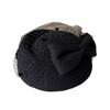 Autumn And Winter Bow Mesh Bud Hat Women'S High-End Sense Warm Felt Styling Top Hat British Style Stewardess Hat