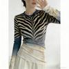 Spring Europe America Sexy Zebra Stripe Print Women's Tees Tops Fashion Street Women Long Sleeve Clothing Outdoor Casual T-shirt Pullover