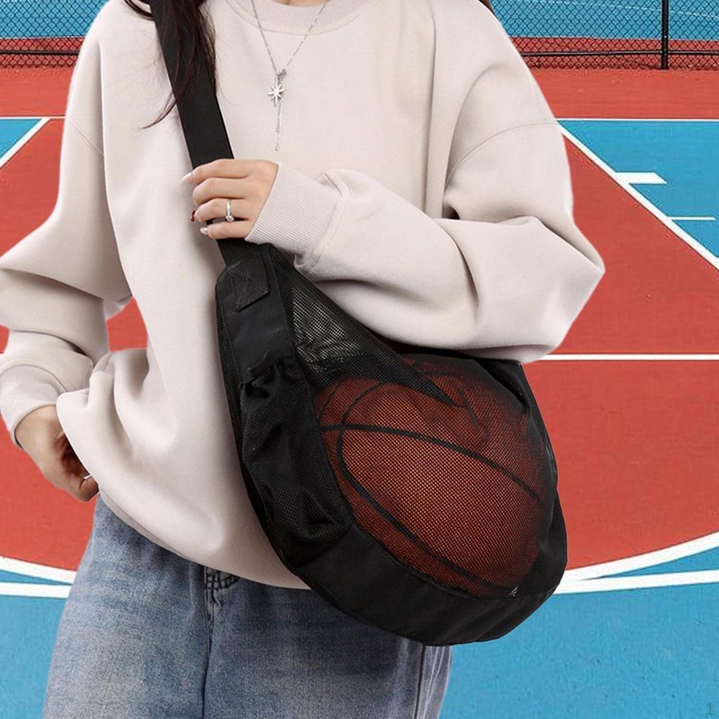 Basketball Bag Adjustable Strap Practical Lightweight Sport Equipment Storage Net Single Ball