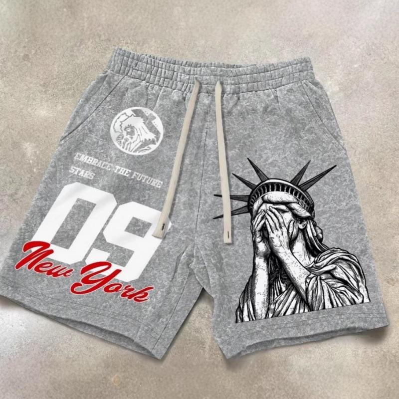 Street Hip Hop Free Muse Printed Shorts American Casual Loose Sports Pants Men's and Women's Same Trend
