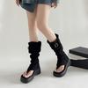 Internet celebrity explosion retro heightening thick-soled herringbone short boots women 2025 new summer wear non-slip French cool boots