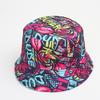 Retro Cartoon Double-Sided Bucket Hat, 80s/90s Style, Versatile Sun Protection for Outdoor Wear