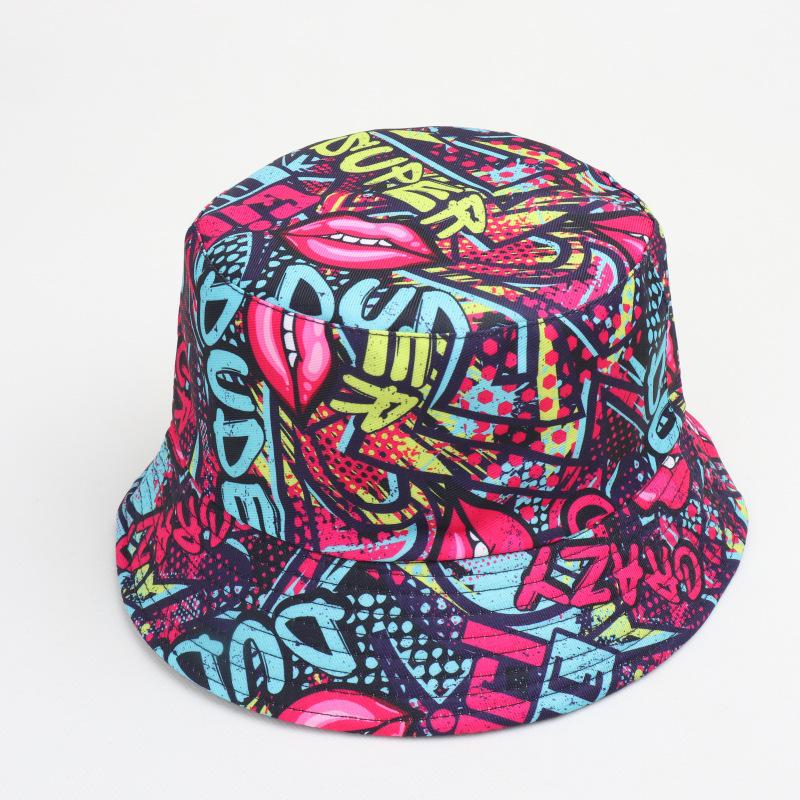 Retro Cartoon Double-Sided Bucket Hat, 80s/90s Style, Versatile Sun Protection for Outdoor Wear