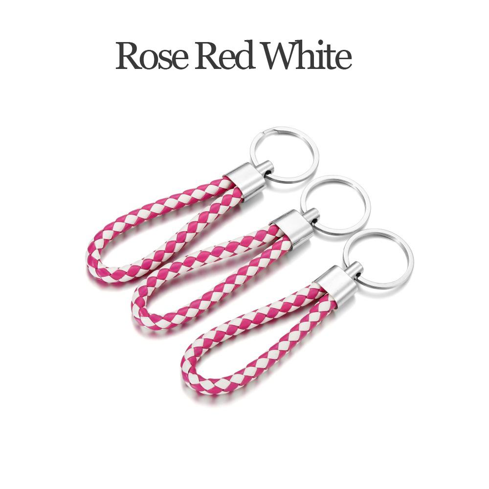 5Pcs/Pack PU Leather Braided Woven Rope Keychain DIY Bag Pendant Key Chain Holder Car Keyring Simple Multiuse Key Holder Gifts