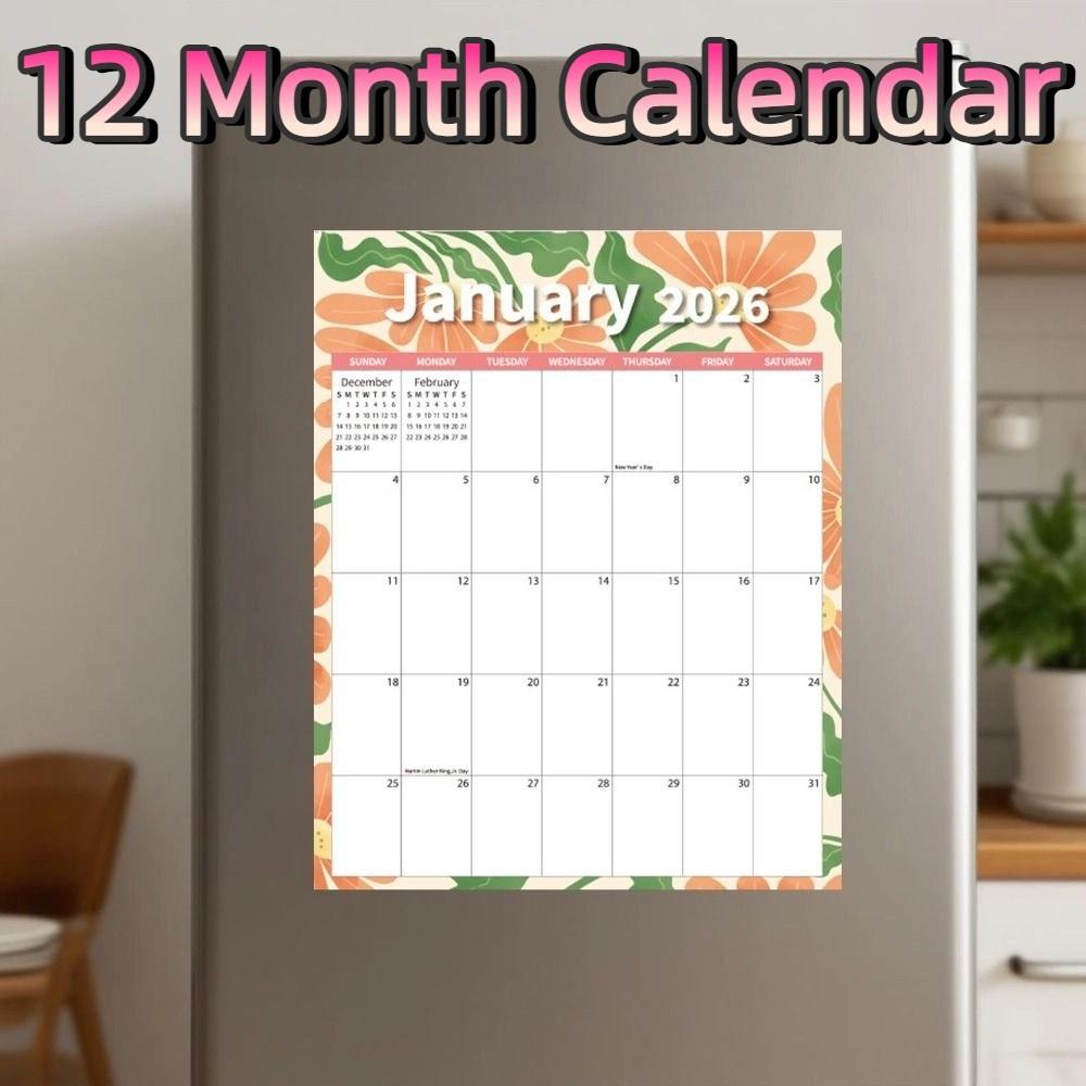 Colorful 2026 Calendar Notes 12 Month Calendar English Magnetic Calendar  Home Use