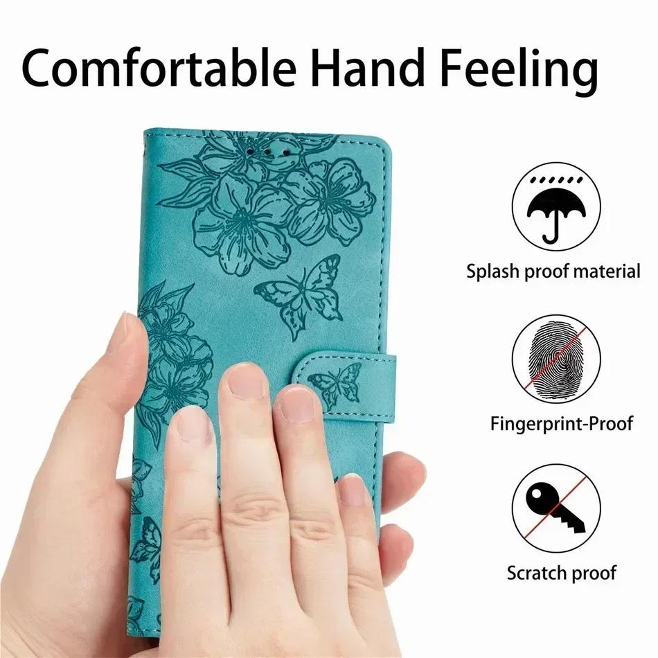 Cute Sakura Butterfly Case For TCL 40R 40X 40SE 40XL 403 405 406 408 Cash Wallet Card Slots Stand Phone Cover