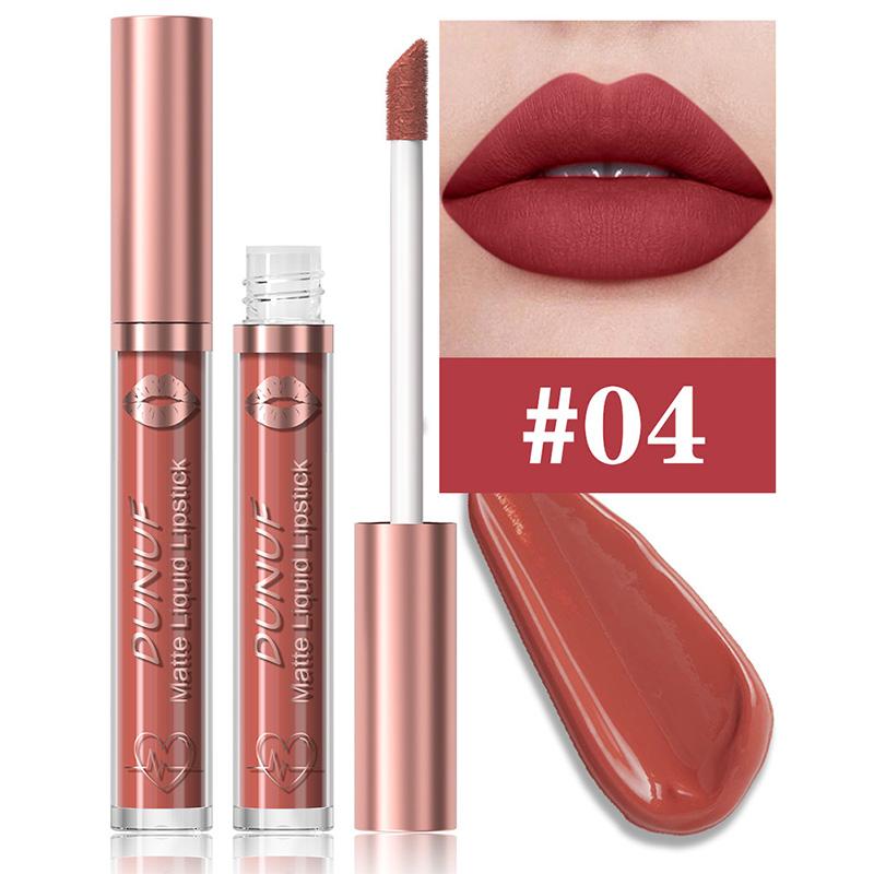 DUNUF 18 Farben Mattes Samt-Lippenstift Wasserdicht Langanhaltend Nude Matt Lipgloss Klar Feuchtigkeitsspendendes Lippenöl für Damen Make-up