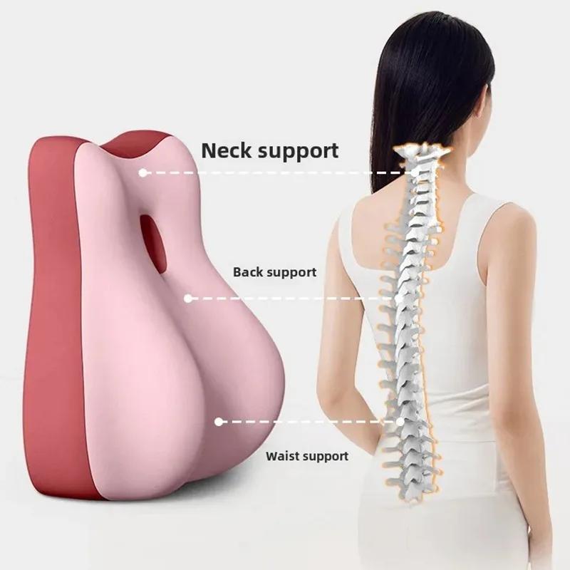 Back Support Pillow with Memory Foam Core Comfortable Lumbar Cushion for Couples Pregnant Women Office Car Bed Ergonomic Design