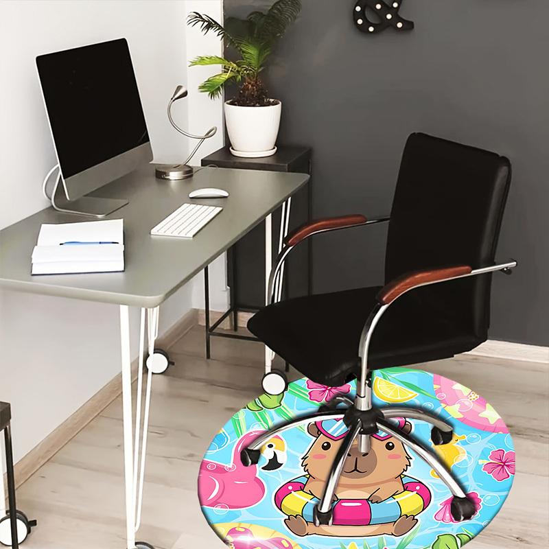 

1PC Guinea pig, summer Non-Slip Floor Round carpet, Office, family, bedroom, Large Area Rug Indoor Rugs, Durable Polyester-Z0432 80cm by 80cm