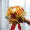 Pearl Lace Mesh Bridal Bouquet with Silk Ribbon Artificial Flower Bouquet  Wedding Decor