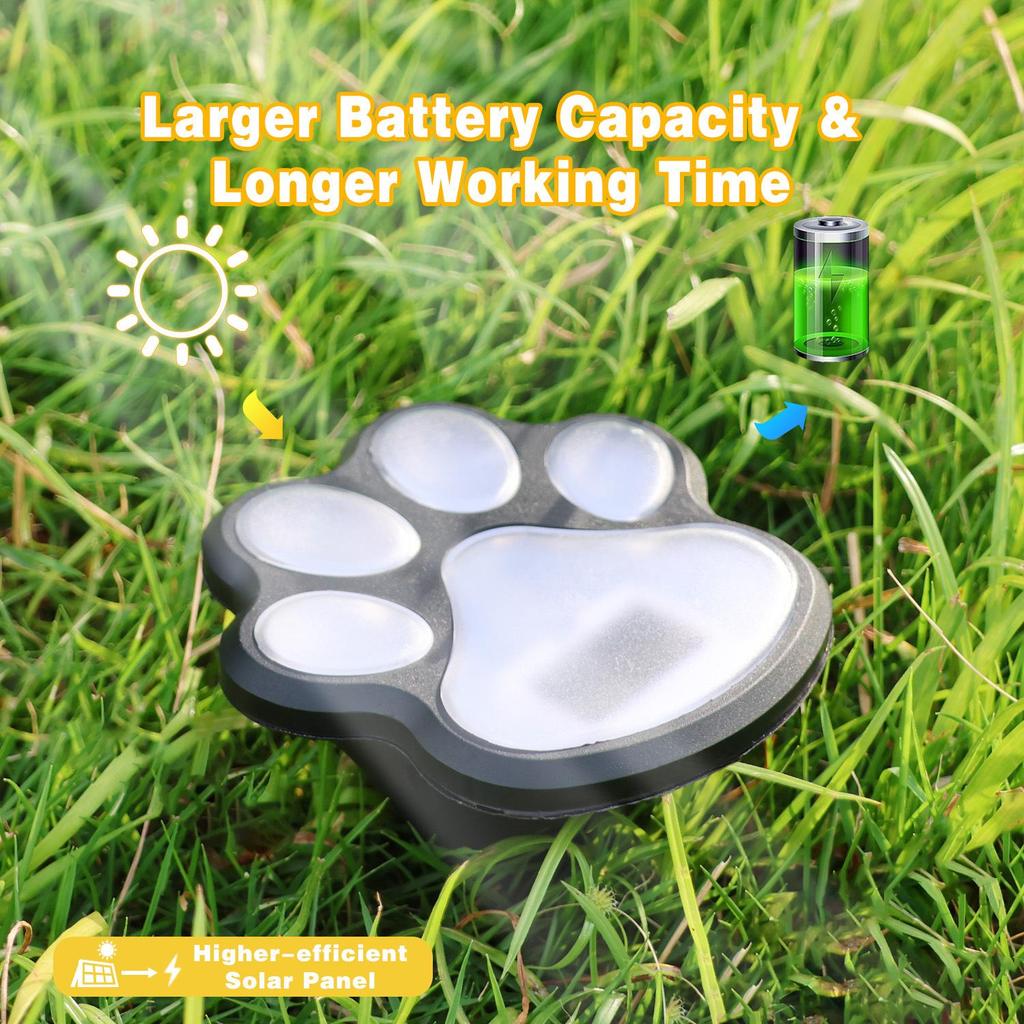 4 Pack Paw Print Solar Lights Solar Lamp in The Shape of Pet's Footprint for Garden Courtyard Terrace Balcony Garden and Lawn