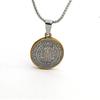 Stainless Steel Religious Exorcism Saint Benedict Necklace Round Pendant No Fade for Family Gathering Faith Souvenir Gifts