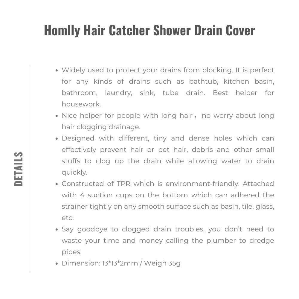 Homlly Hair Catcher Shower Drain Cover (X4 PCS)