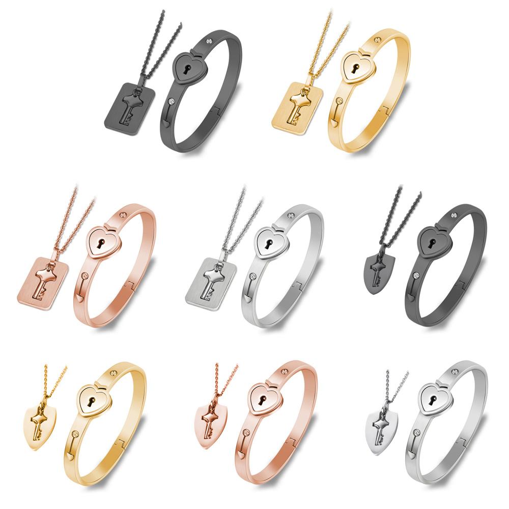 

Модный мужской и женский браслет на День святого Валентина с концентрическим замком и стальным браслетом из нержавеющей стали style1 серебряный