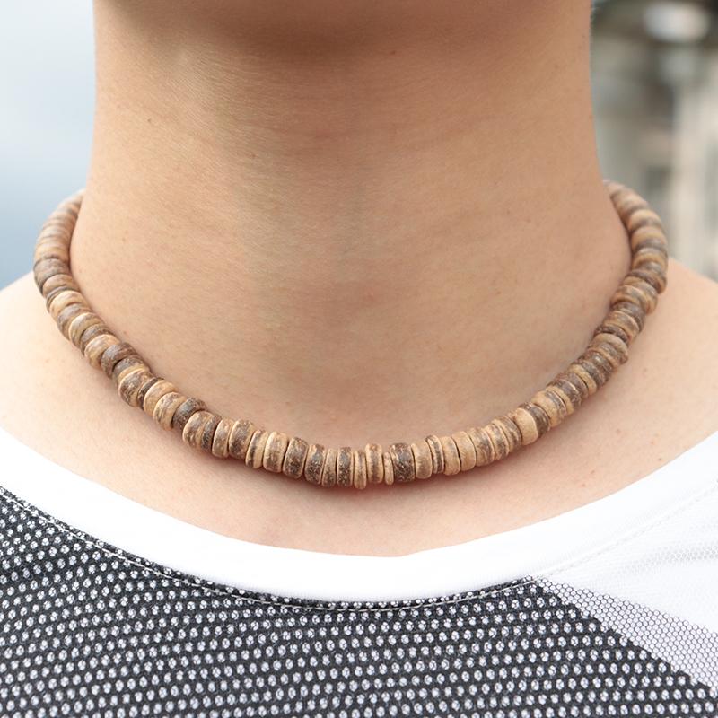 Neue Einzigartige Natürliche Kokosnussschale Halskette Für Männer Handgemachter Kurzer Choker Kragen Homme 18 Zoll Geschenk Für Ihn Accesorios Hombre
