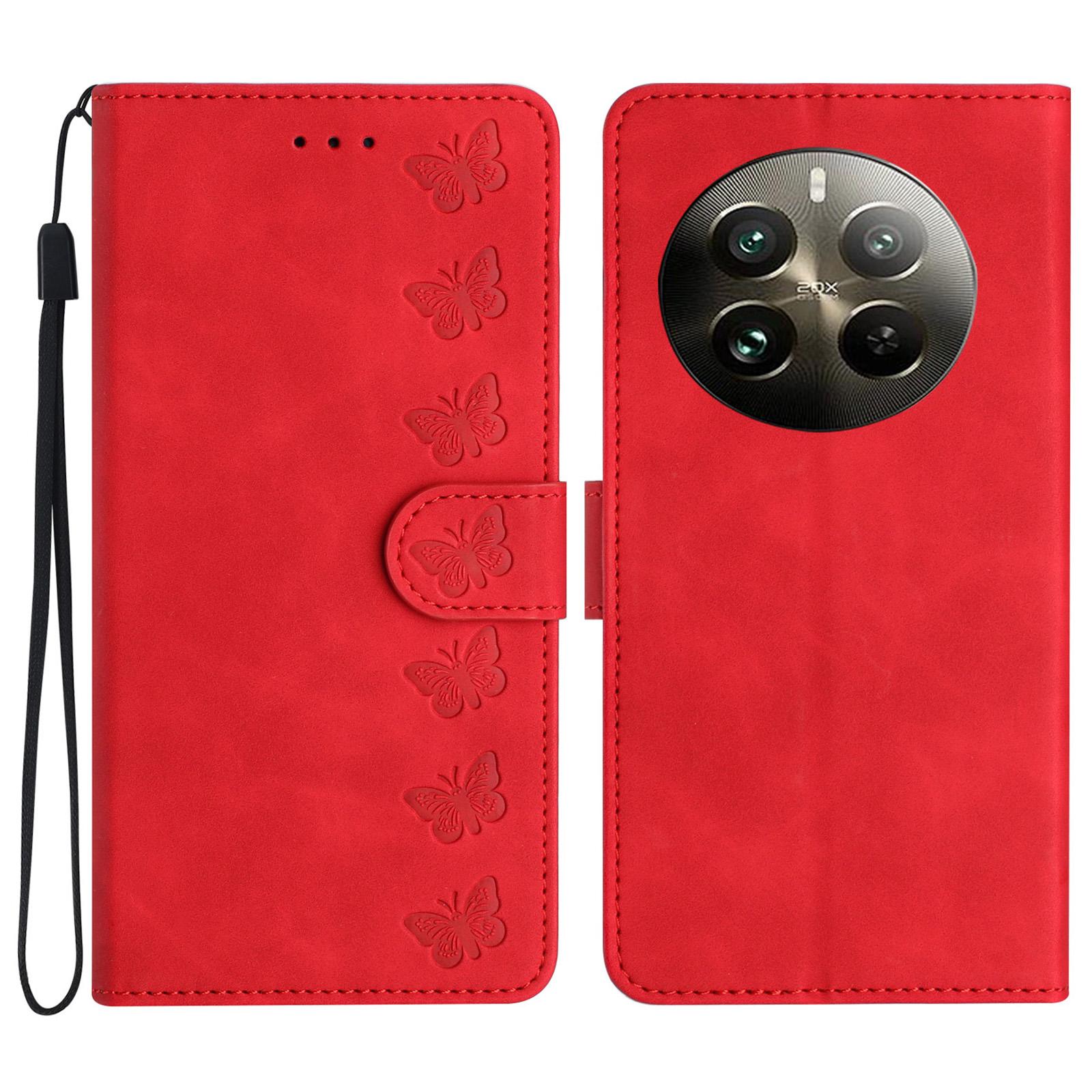 

For Realme 12 4G/12+ 5G Case Imprinted Butterfly Leather Wallet Phone Cover C