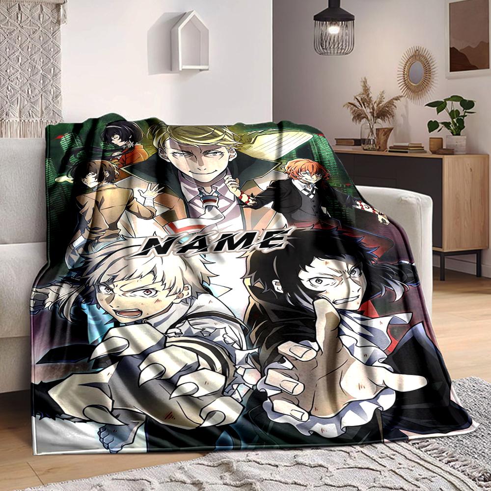 Custom 1pc Cityscape Anime Characters Blanket, Soft And Comfortable Blanket, Casual Warm, Camping Travel Blanket, Birthday Gift Q91211
