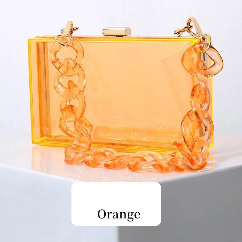 New Acrylic Transparent Box Bag for Women Fashion Shoulder Chain Crossbody Purse Luxury Evening Party Clutch Clear Mini Handbag