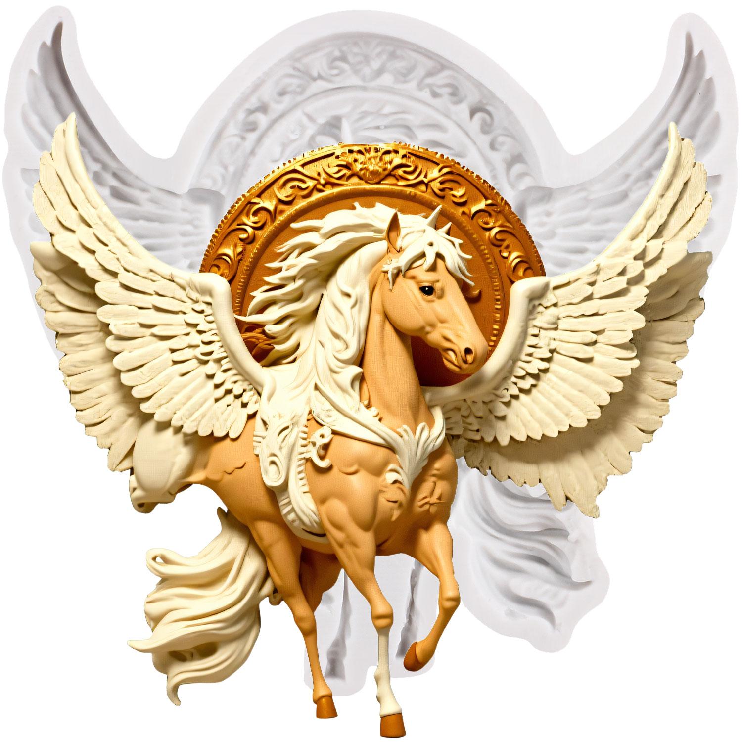 

Силиконовые формы «Летающая лошадь» Пегас Форма для мастики Инструменты для украшения торта Топпер для кекса Шоколадные конфеты Ручная работа Гампаста Полимерная глина серый