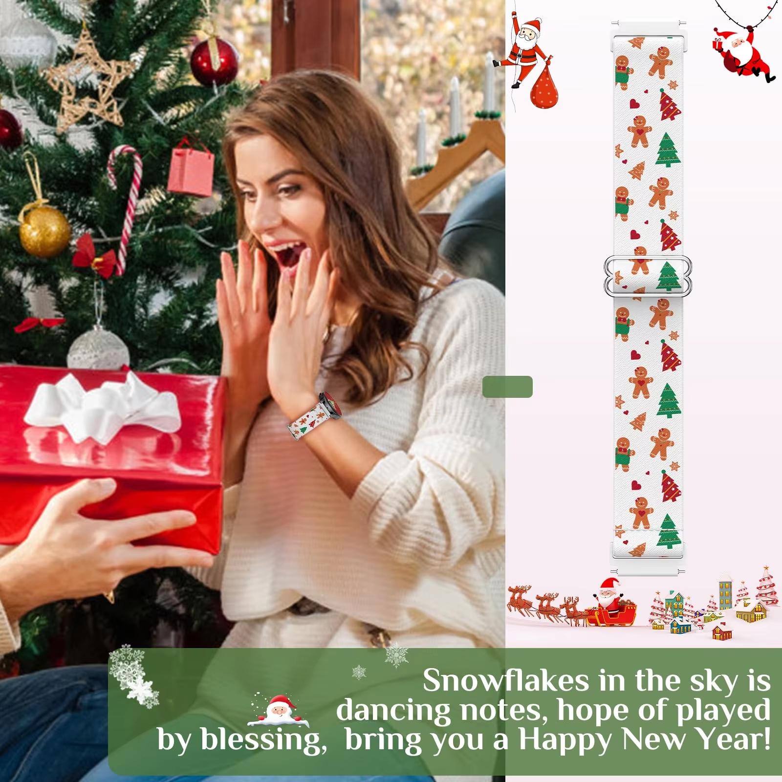 

Christmas band For Samsung Galaxy Watch 7 FE 6 5 pro 4 classic Adjustable Nylon bracelet huawei gt 2e 3 4 42mm 20mm watch strap Huawei gt 3 4 42mm білий