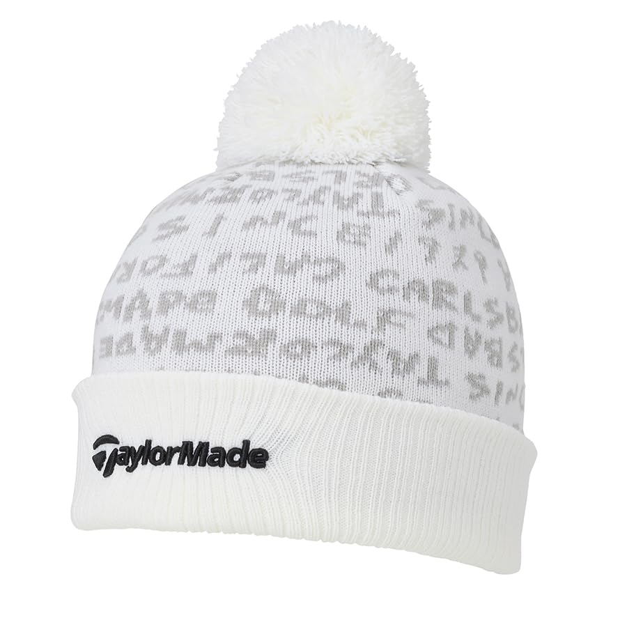 TaylorMade Men's UN930 Medium Word Graphic Knit Cap, White, Size 57-59cm (21.6-22.2 inches), FW25
