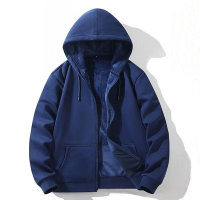 Zipper Hooded Sweatshirt Autumn Winter Fleece-lined Warm Composite Cardigan Pure Cotton Casual Men Women Base Solid Color Y2k