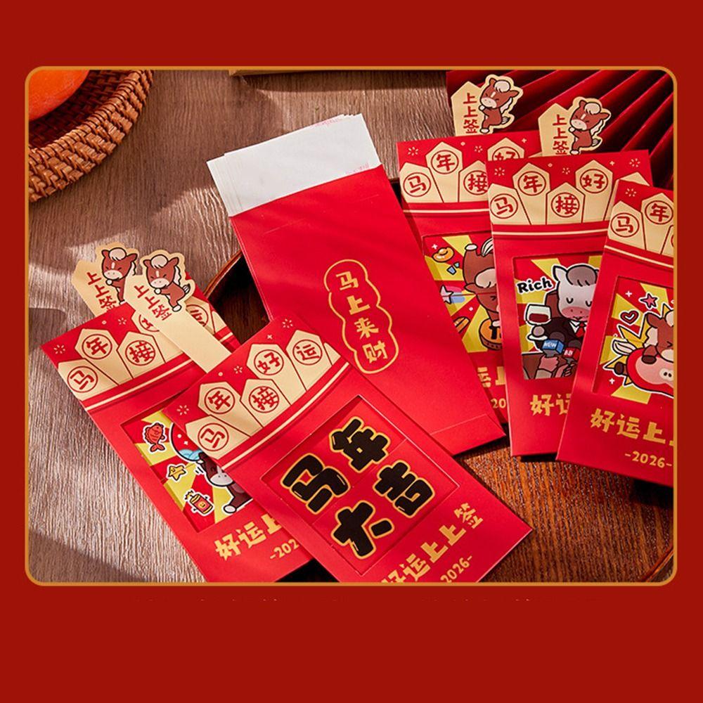 6Pcs/Set Paper Craft 2026 Horse Year Red Envelope 2026 Horse Year Red Pocket  for Chinese New Year