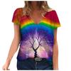 Women Plus Size Short Sleeve T Shirt V Neck Printed Blouse Tee Tops