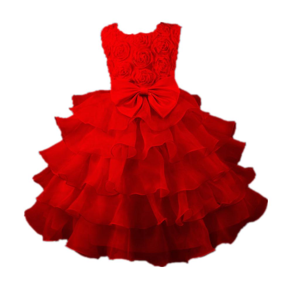 Popular European and American Flower Girl Tulle Cake Dress - Girls' Princess and First Birthday Dress