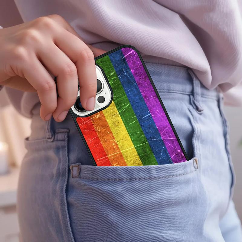 Rainbow Retro Stripes Pink Phone Case For iPhone 17 Air 15 16e 14 13 Pro Max Coque 12 11 Pro Max PLUS cover