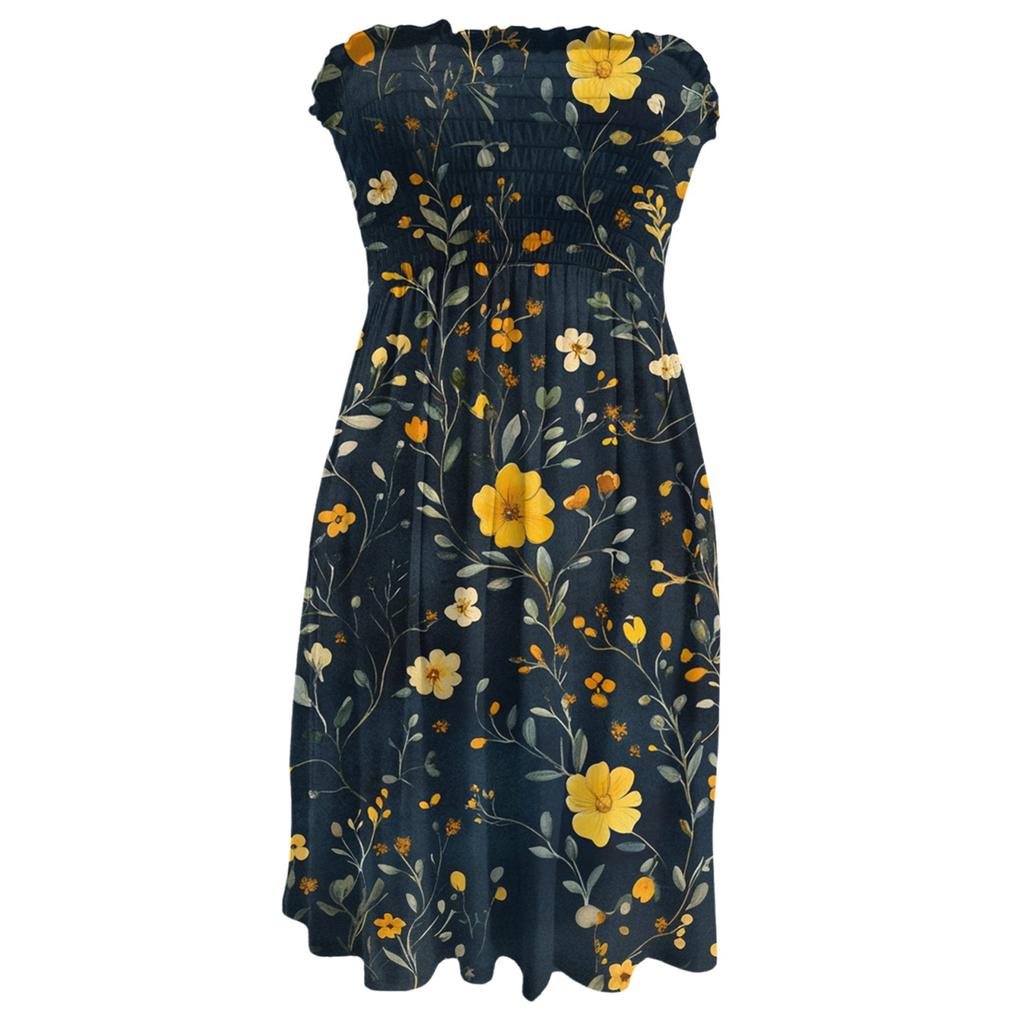 Fashionable Women's Casual Tube Top Print Sleeveless Dress