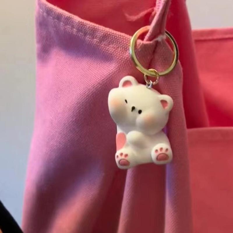 Cartoon Bear Couple Magnetic Keychain Set Resin Love Themed Keyring for Couples and Friend Bag Decoration Accessories