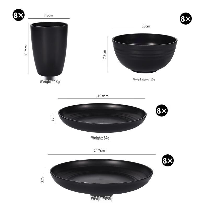 Black Wheat Straw Dinnerware Set