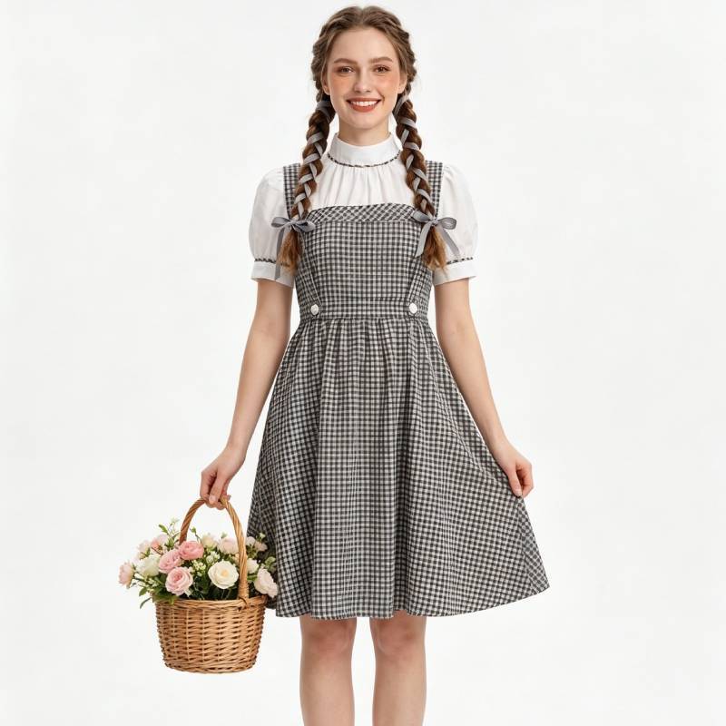 The Wizard Of Oz Style Cosplay Dress With Lightweight Fabric For Themed Party Wear