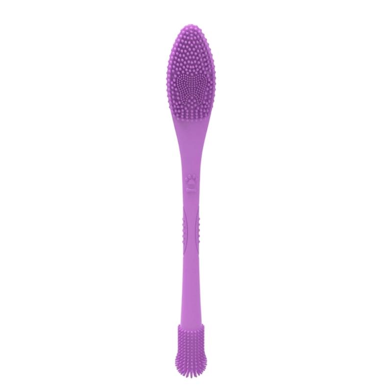 

2in1 Pet Toothbrush For Dog And Cats Double Head Design Gentle Cleaning Removes Plaques And Food Residues Easy Grip фиолетовый