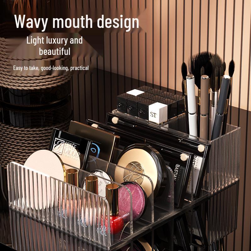 Clear Cosmetics Organizer: All-in-One Storage Box for Lipsticks & Eyeshadows, Divided Makeup Drawer for Dressing Table.
