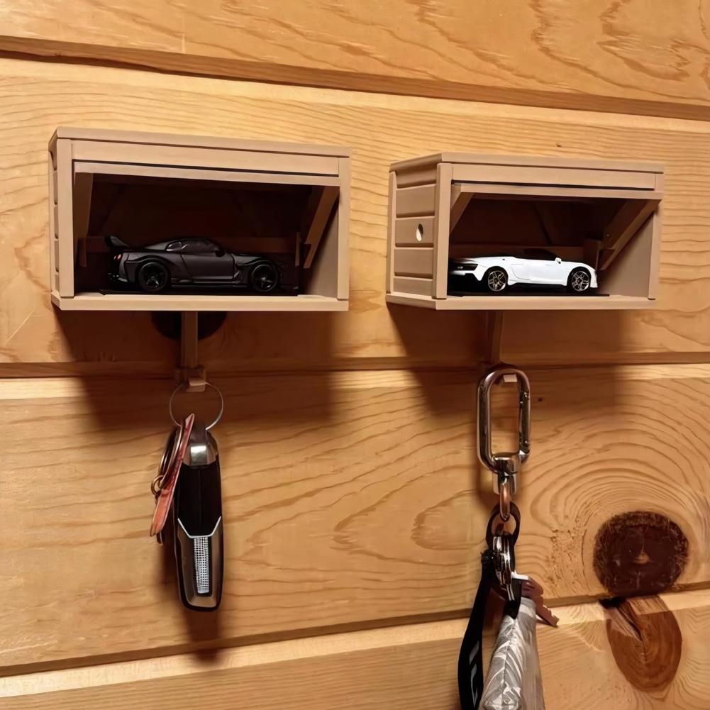 Fun Creative Key Keychain with Opening Door Wall Hanging Storage Box Space Saving Garage Key Holder for Wall Decoration Ornament