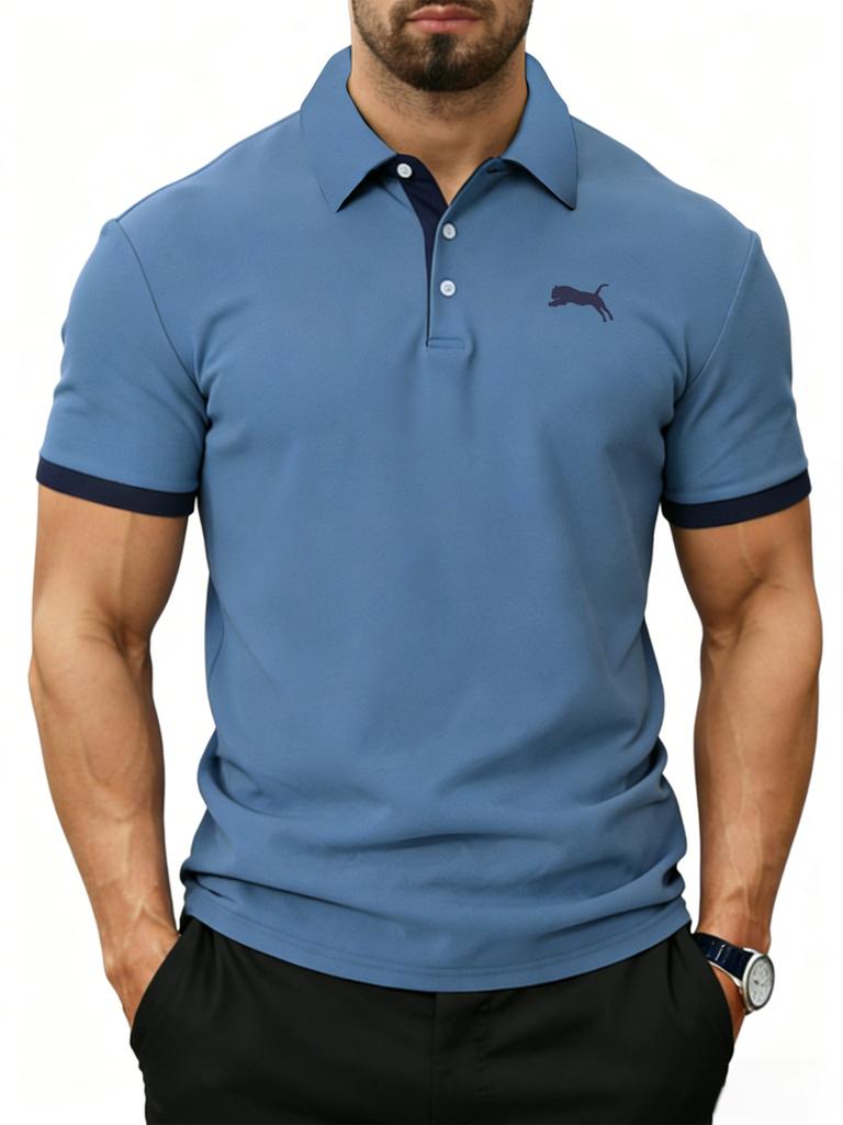 Polotröja för män i polyester, förlängd längd och bredd för sport och avslappnade sammankomster