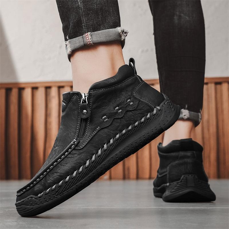 Plus Size 39-48 Men's High-top Casual Shoes Handmade Shoes Casual Sneakers