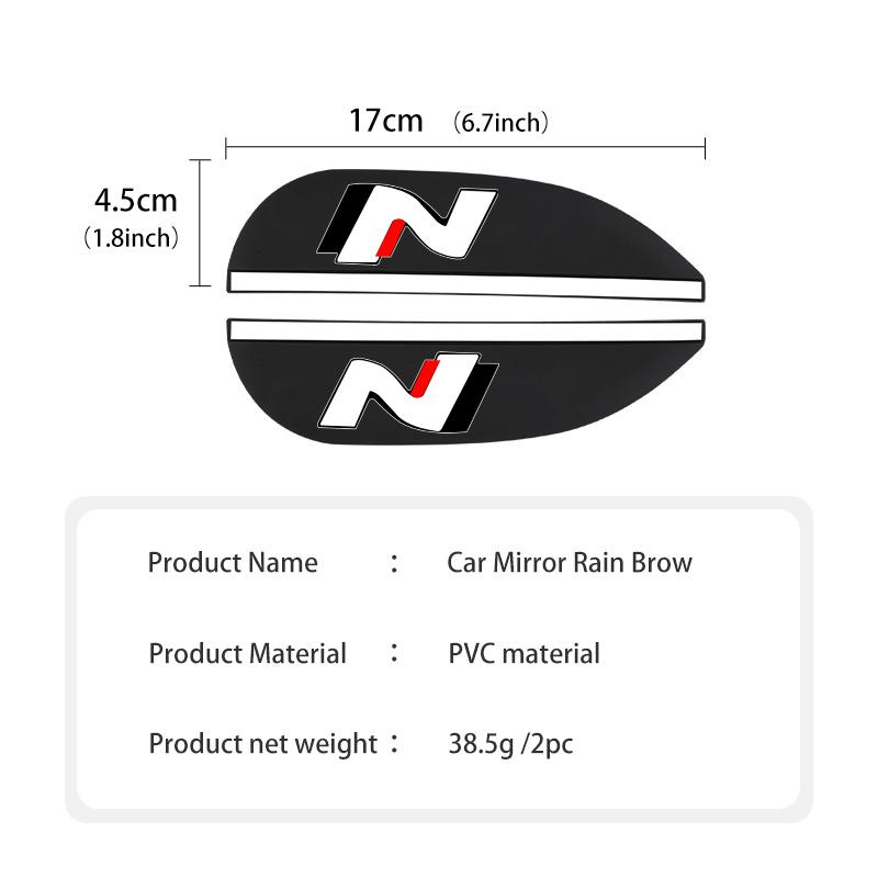 For Hyundai 2PCS Car Logo Rearview PVC Mirror Rain Eyebrow Auto Mirror Accessories N Line Tuscon NX4 I20 I30 I10 Sonata Elantra AA3