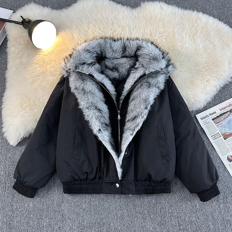 Mens Winter Thick Fleece Collar Cotton Coat Loose Casual Warm Stand Jacket