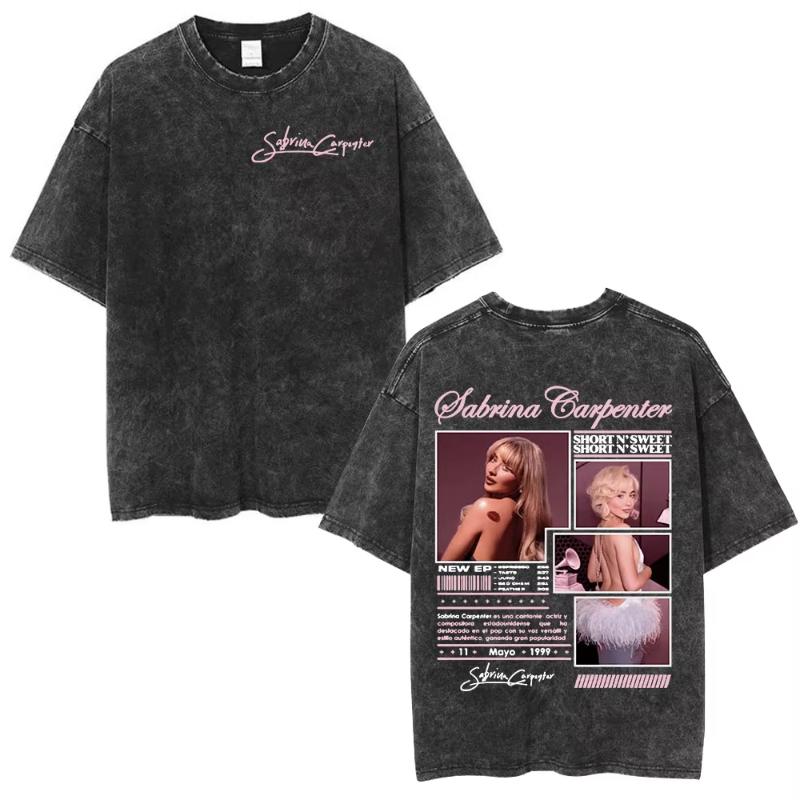 Sabrina Carpenter Short N' Sweet Tour Vintage Washed T Shirts Fans Gift Men Women Clothing Fashion Aesthetic T-shirts
