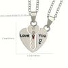 A Set of Two Minimalist Creative Heart-Shaped Key Pendants 'Love You' Couple Necklaces, Symbolizing Friendship, Commitment, And Love, Perfect As Fashi