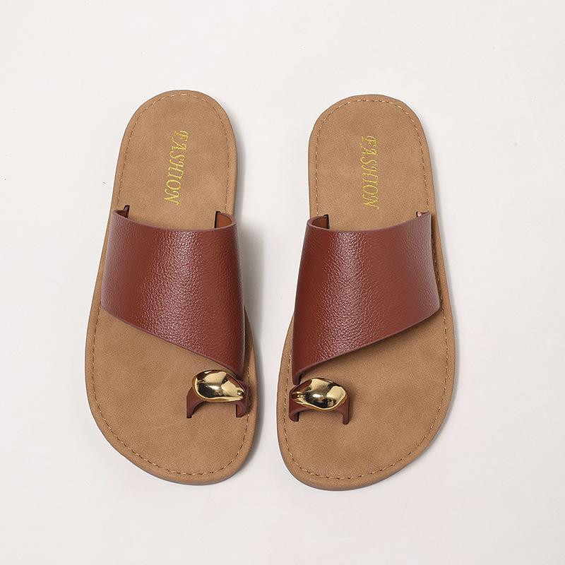 

Straw slippers women s summer wear square head holiday wind cover toe cool slippers flat bottom beach cool slippers 40 темно-коричневого