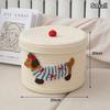 Cute Puppy Storage Basket Woven Cotton Rope Frame Large Capacity With Lid Dustproof Storage Bucket Desktop Dustproof