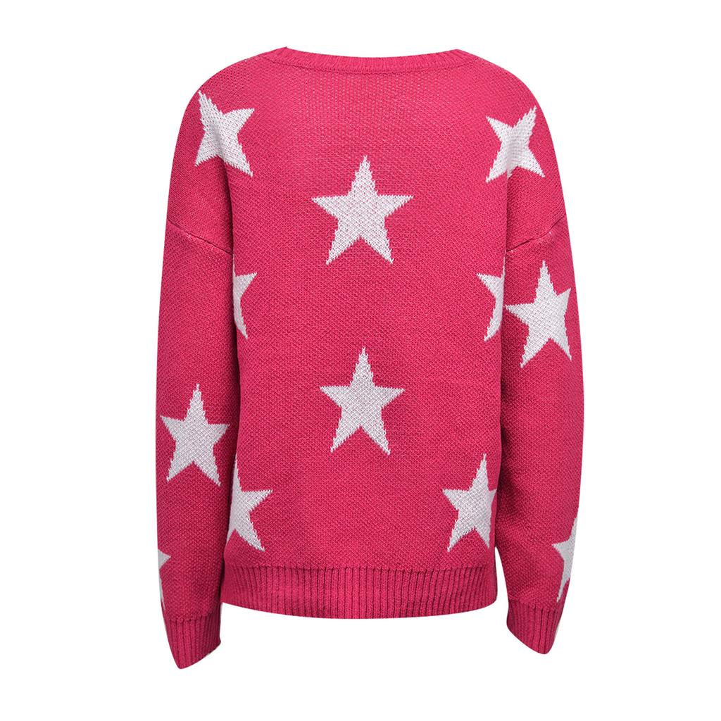 WomenCasual Print Pullover Round Neck Long Sleeve Sweater Top