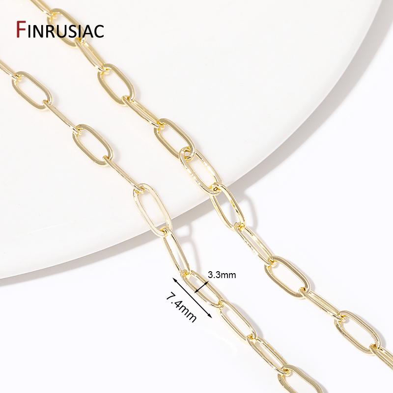 

14K Gold Plated Paperclip Link Chain Oval Link Cable Bulk For DIY Jewelry Making Findings Necklace Bracelet Crafts Components Length 1m